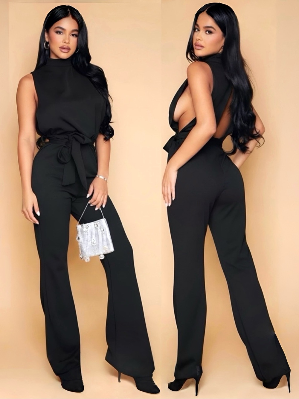 NWT✨PrettyLittleThing Black Scuba Jumpsuit | Size 8